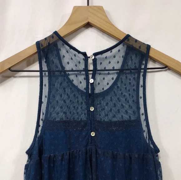 Mi Ami Sleeveless Lace Floral Babydoll Dress Women's S Blue Retro Fairy Y2K - Picture 5 of 8
